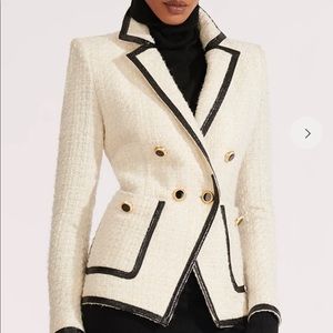 NWT Veronica Beard Cato Tweed Jacket in Ivory Sz 6